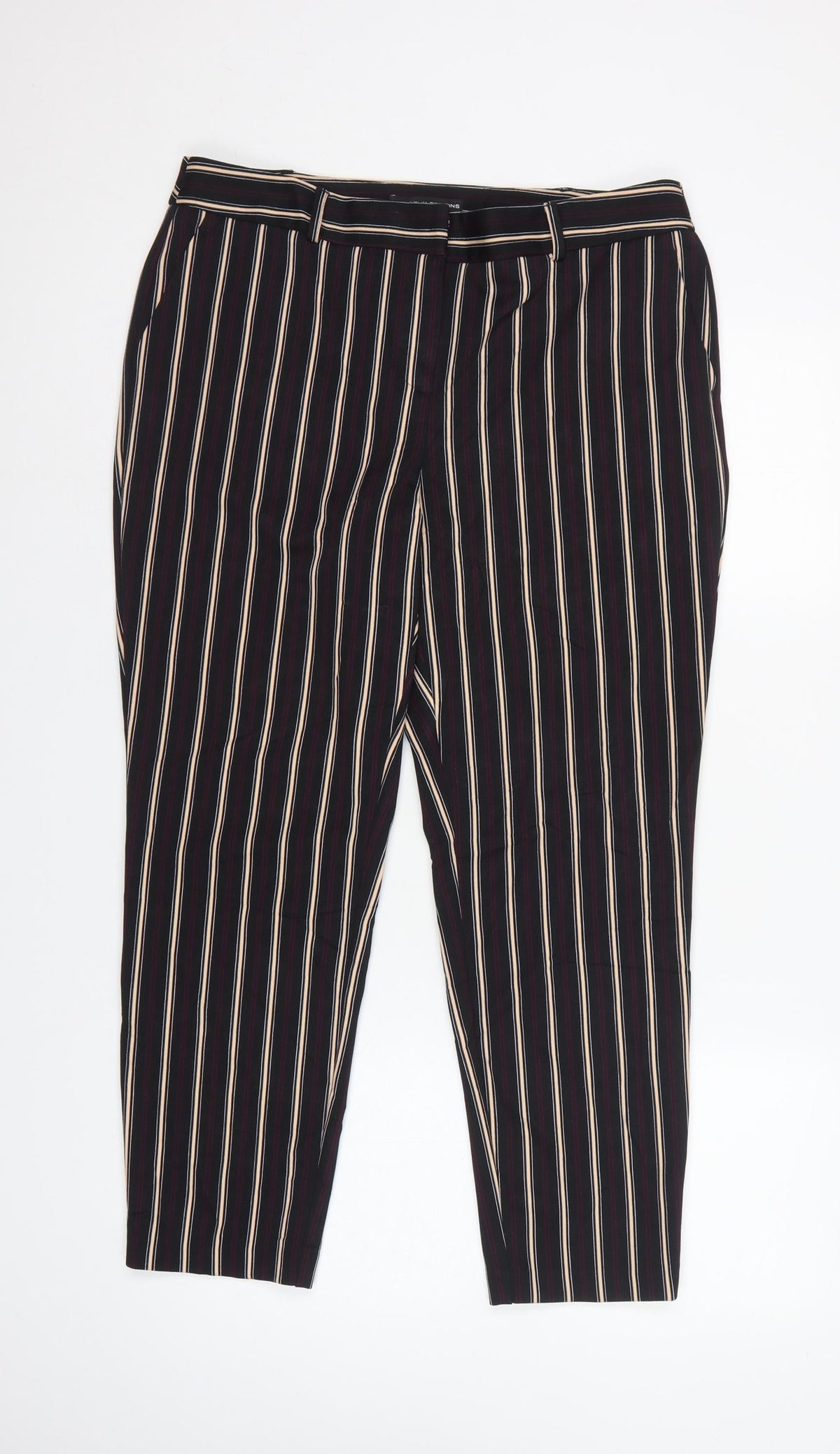 Dorothy Perkins Women Black Stripe UK 14 Tapered Smart Trousers