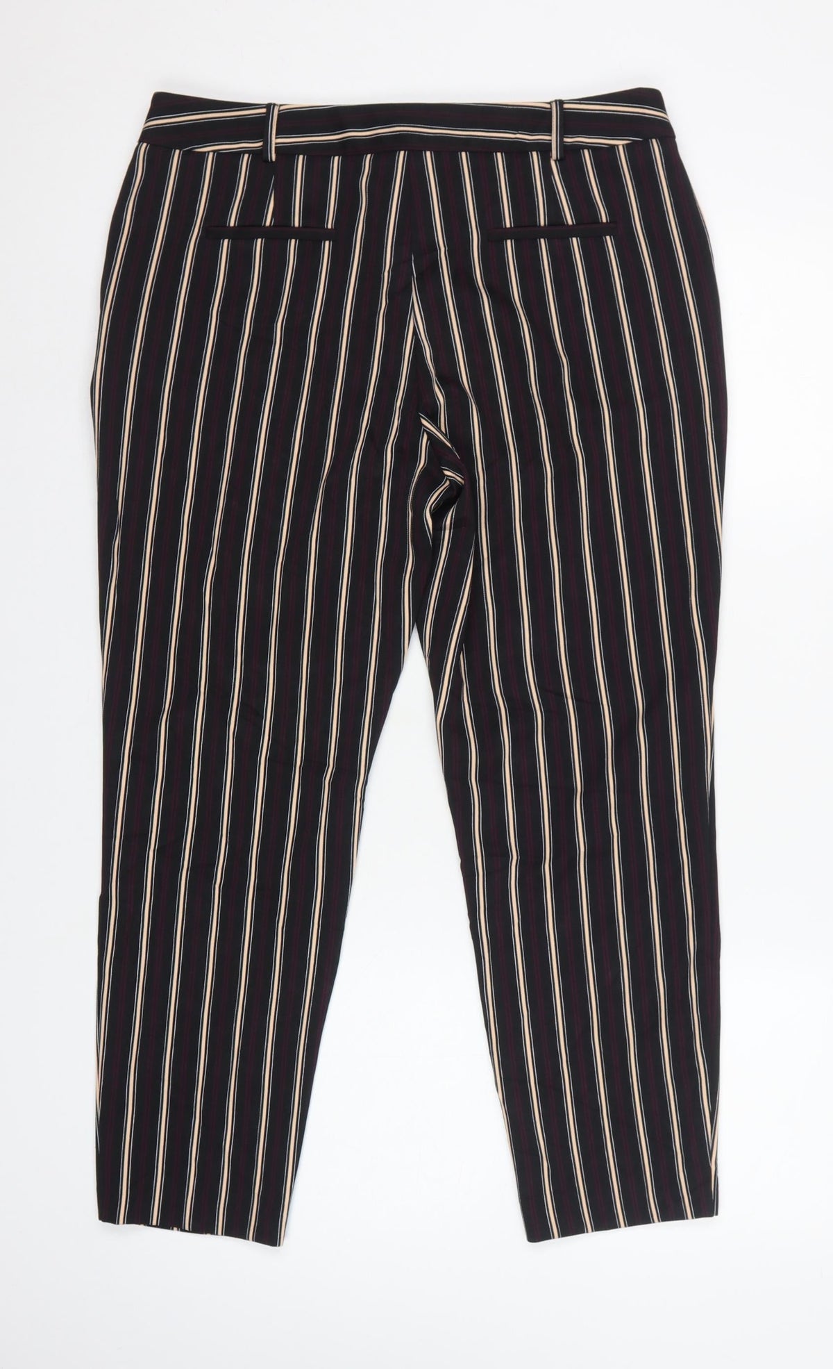 Dorothy Perkins Women Black Stripe UK 14 Tapered Smart Trousers