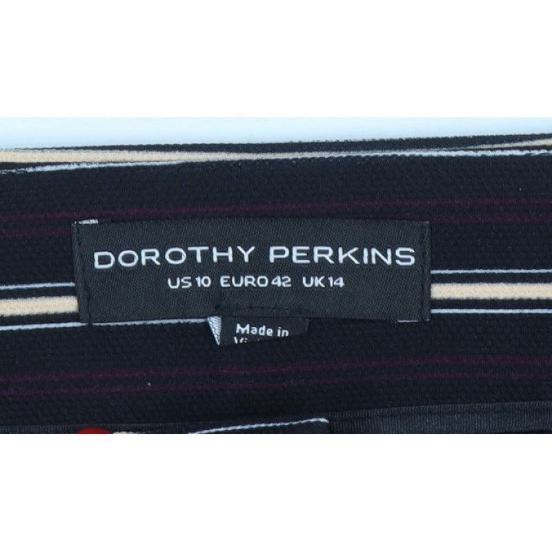 Dorothy Perkins Women Black Stripe UK 14 Tapered Smart Trousers