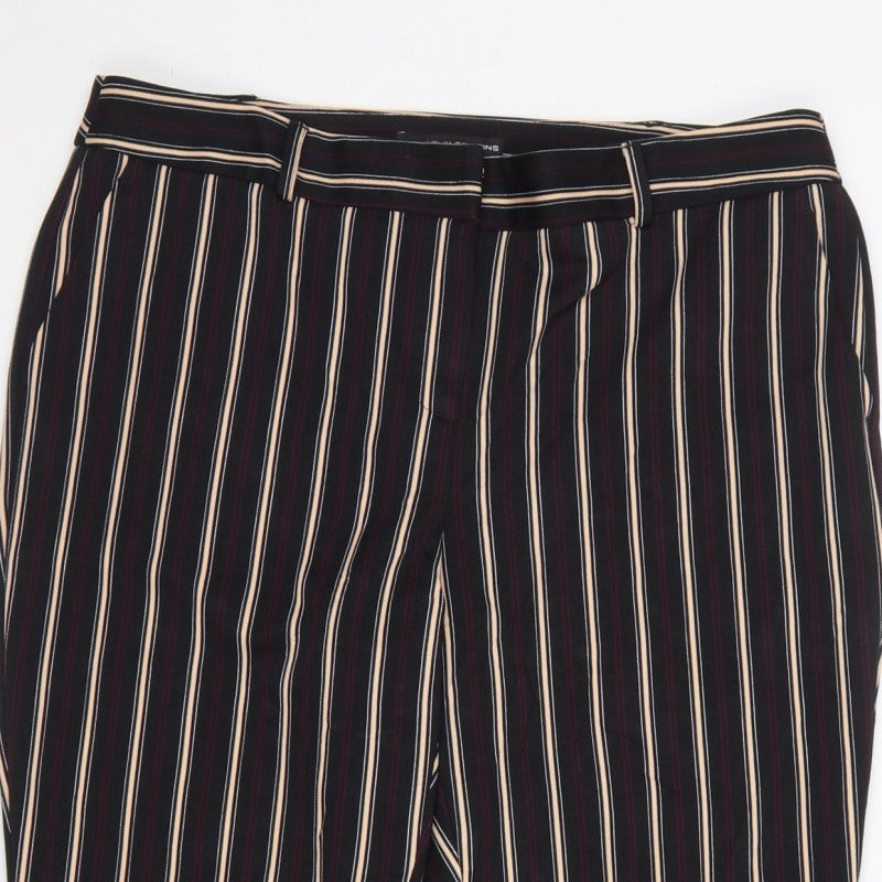 Dorothy Perkins Women Black Stripe UK 14 Tapered Smart Trousers