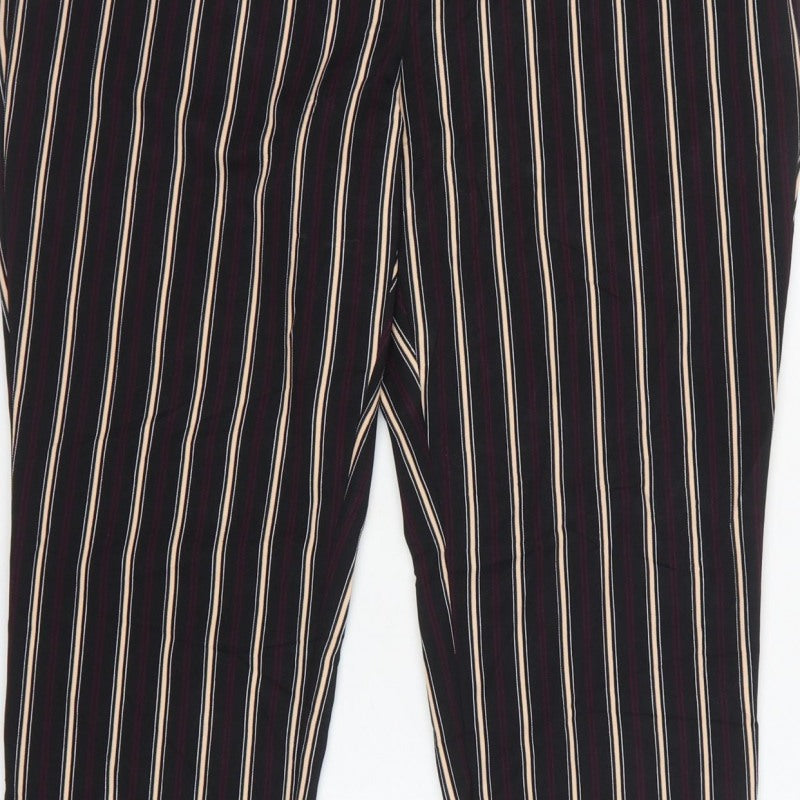 Dorothy Perkins Women Black Stripe UK 14 Tapered Smart Trousers