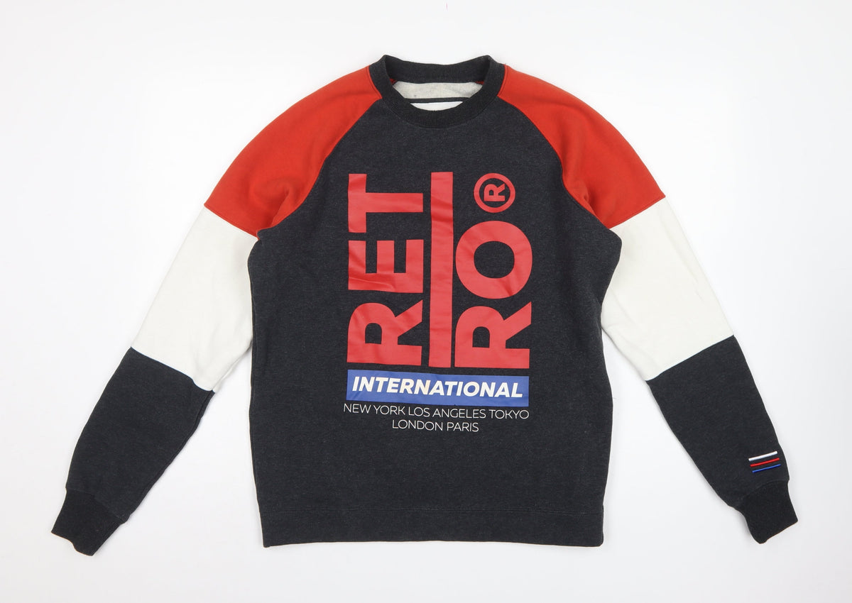 Retro Jeans Men’s Black Red M Graphic Logo Pullover Sweatshirt