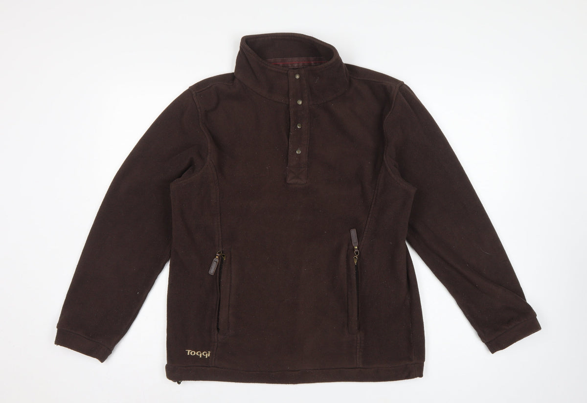 Toggi Men’s Brown XS Fleece Henley Sweatshirt High Neck Riding