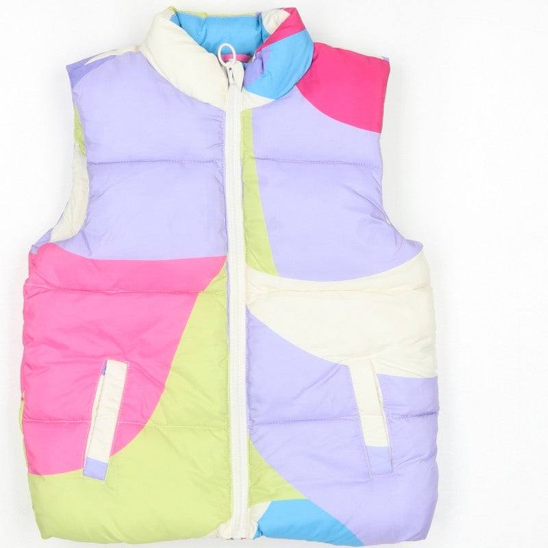 M&S Girls Multicoloured 5-6 Years Puffer Waistcoat Padded Full Zip