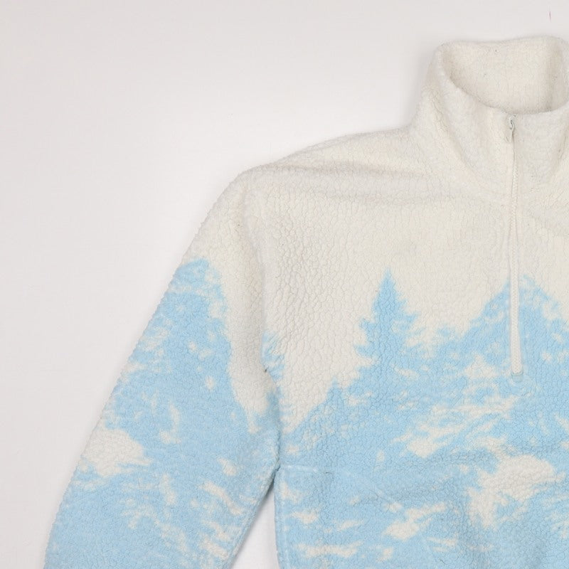 Gilly Hicks Women’s Blue White Sherpa 1/2 Zip Fleece Sweatshirt S