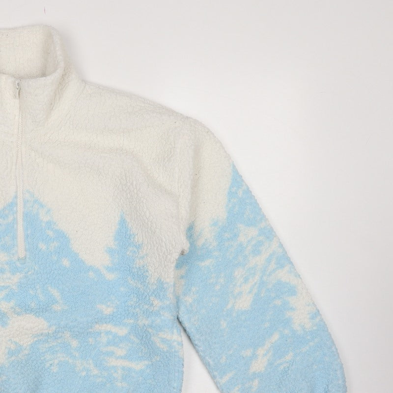 Gilly Hicks Women’s Blue White Sherpa 1/2 Zip Fleece Sweatshirt S