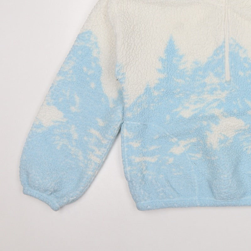 Gilly Hicks Women’s Blue White Sherpa 1/2 Zip Fleece Sweatshirt S