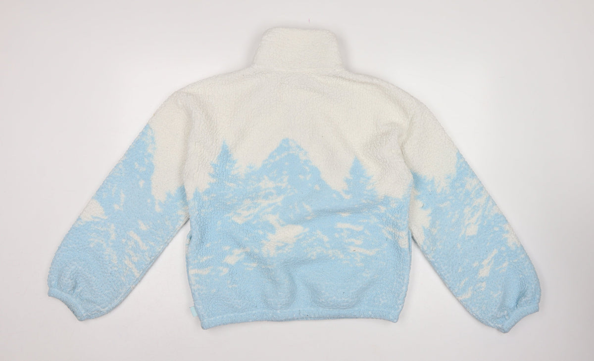 Gilly Hicks Women’s Blue White Sherpa 1/2 Zip Fleece Sweatshirt S