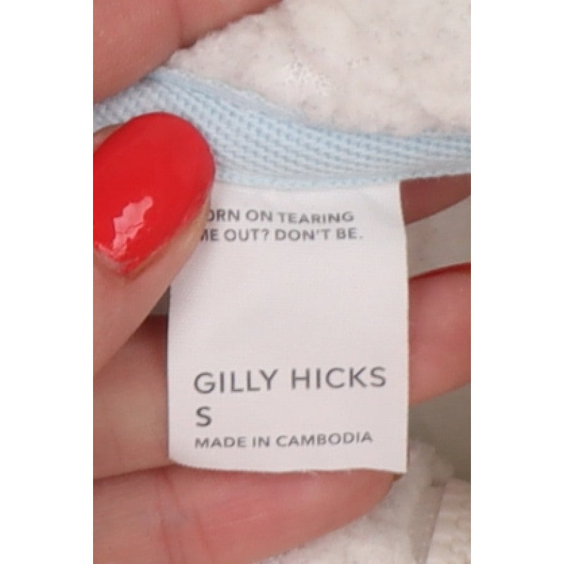 Gilly Hicks Women’s Blue White Sherpa 1/2 Zip Fleece Sweatshirt S
