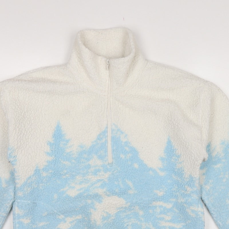 Gilly Hicks Women’s Blue White Sherpa 1/2 Zip Fleece Sweatshirt S