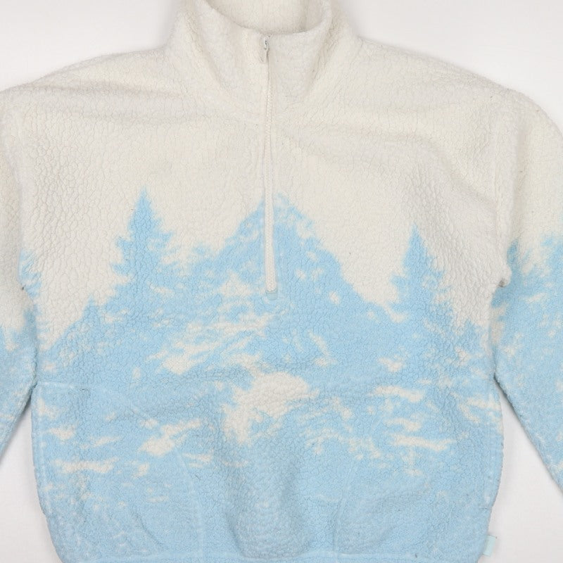 Gilly Hicks Women’s Blue White Sherpa 1/2 Zip Fleece Sweatshirt S