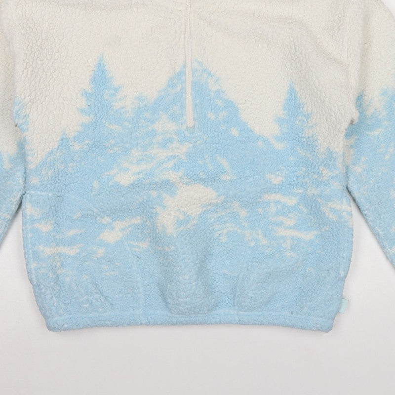 Gilly Hicks Women’s Blue White Sherpa 1/2 Zip Fleece Sweatshirt S