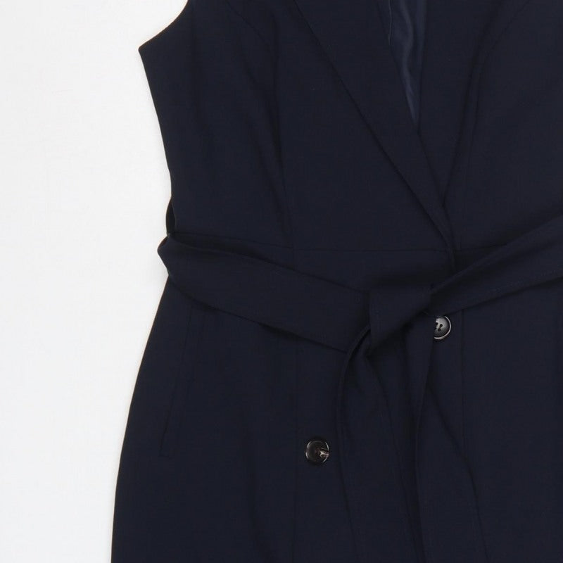 Dorothy Perkins Women Blue UK 8 Sleeveless Belted Jacket Dress