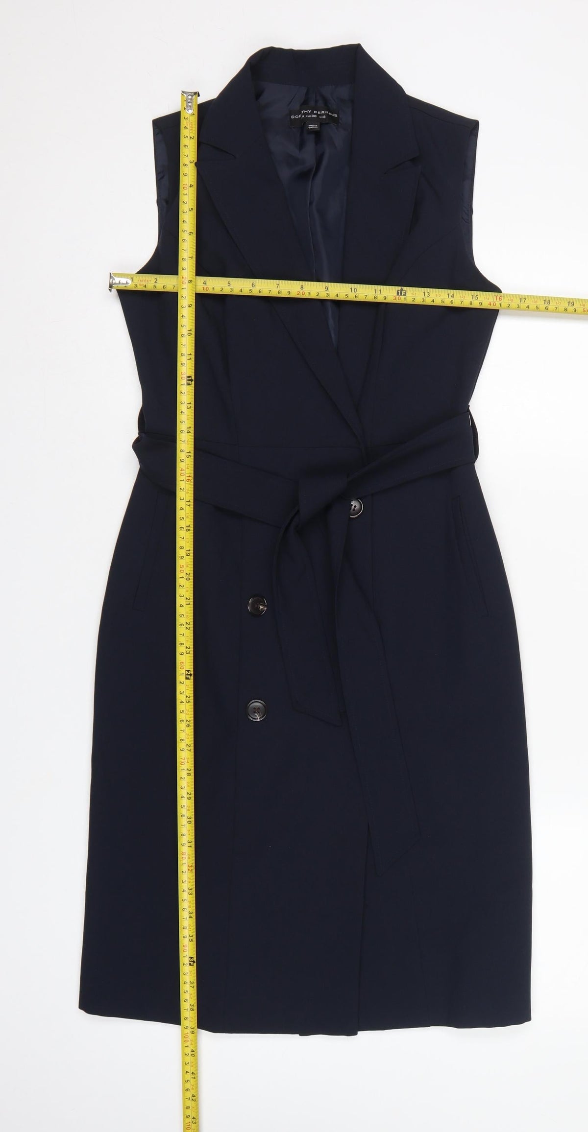 Dorothy Perkins Women Blue UK 8 Sleeveless Belted Jacket Dress
