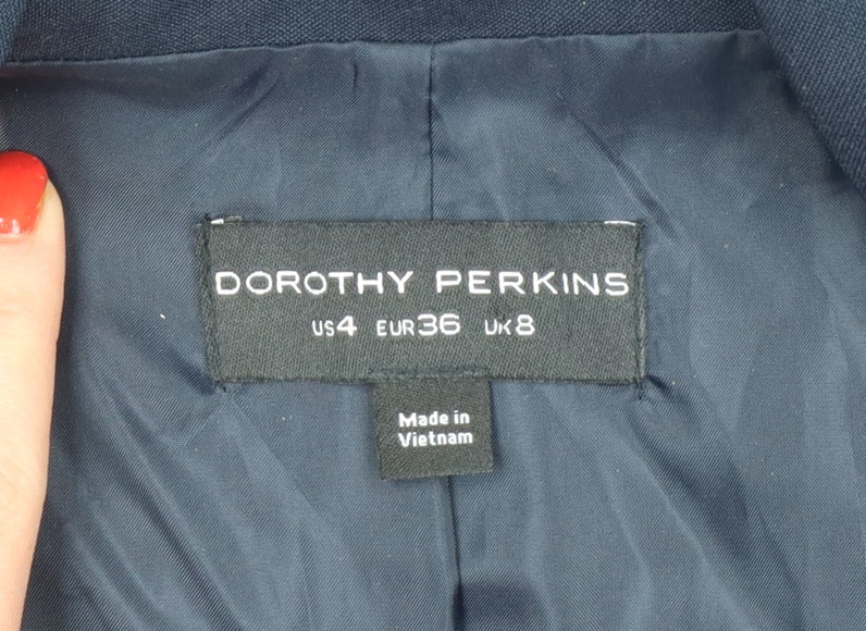 Dorothy Perkins Women Blue UK 8 Sleeveless Belted Jacket Dress