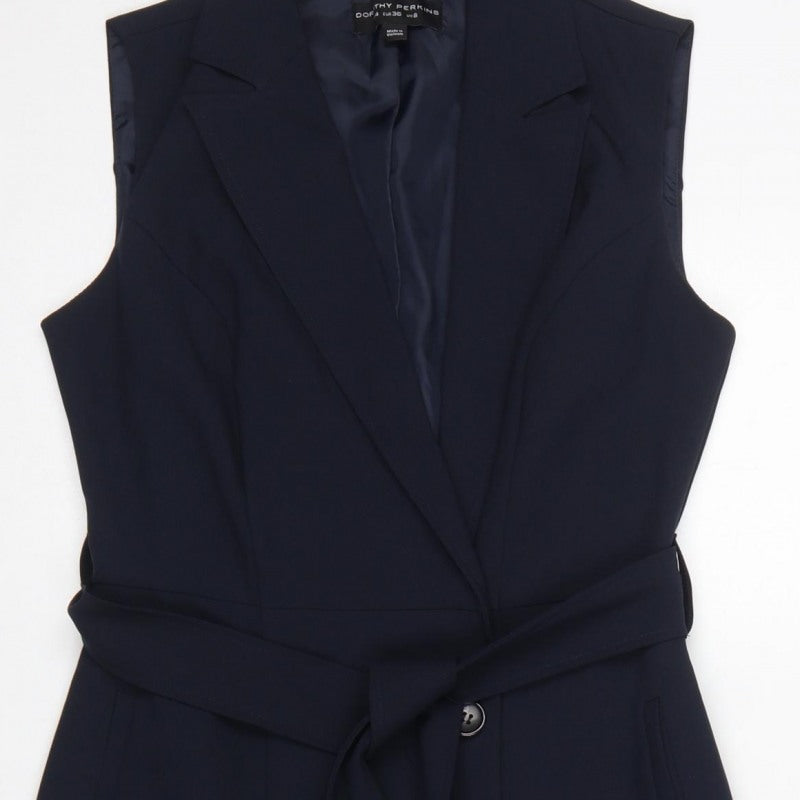 Dorothy Perkins Women Blue UK 8 Sleeveless Belted Jacket Dress
