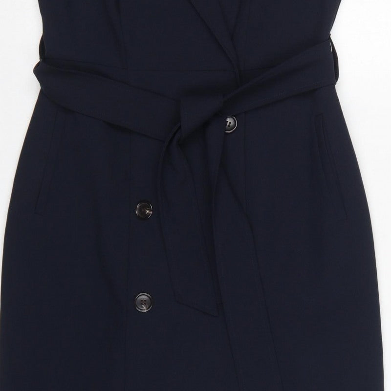 Dorothy Perkins Women Blue UK 8 Sleeveless Belted Jacket Dress