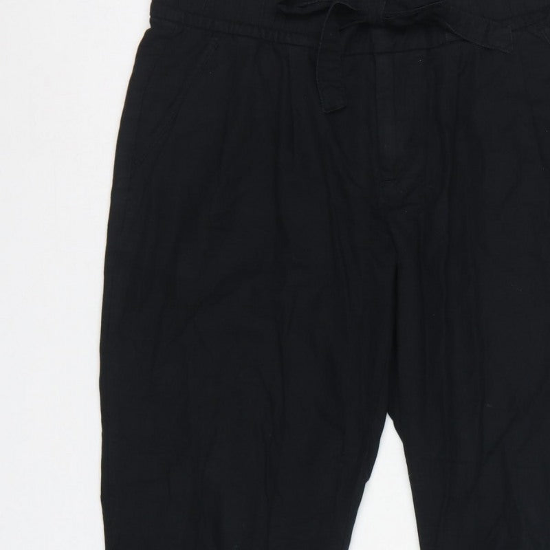 Gap Women Black UK 10 Paperbag Drawstring Tapered Jogger Trousers