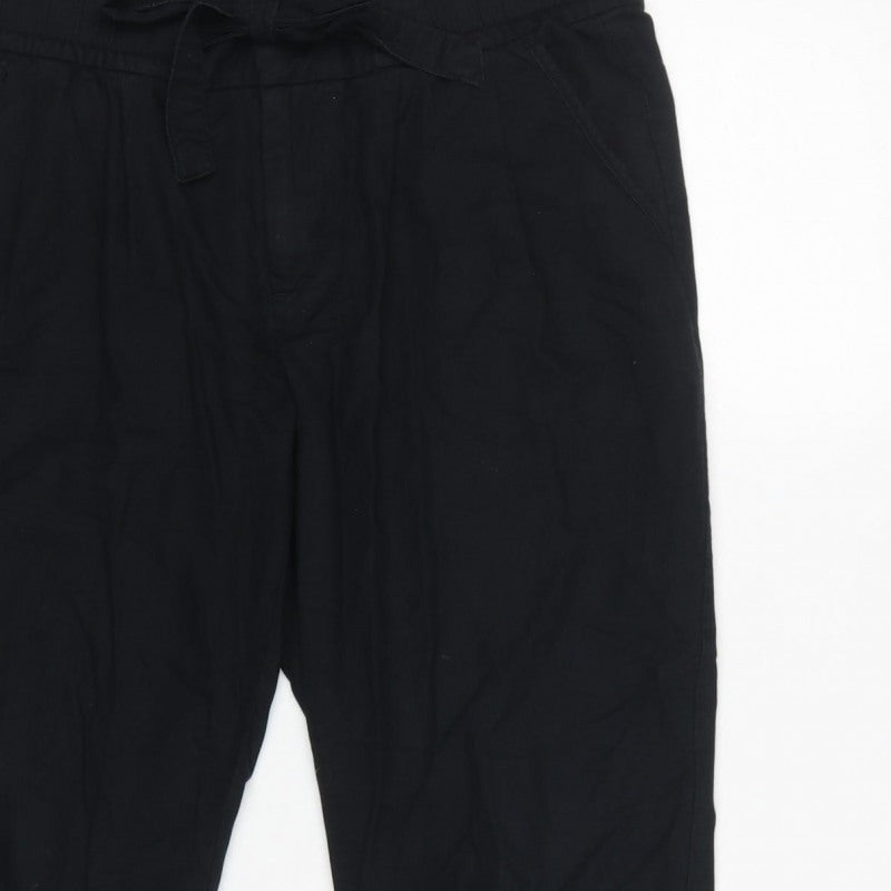 Gap Women Black UK 10 Paperbag Drawstring Tapered Jogger Trousers