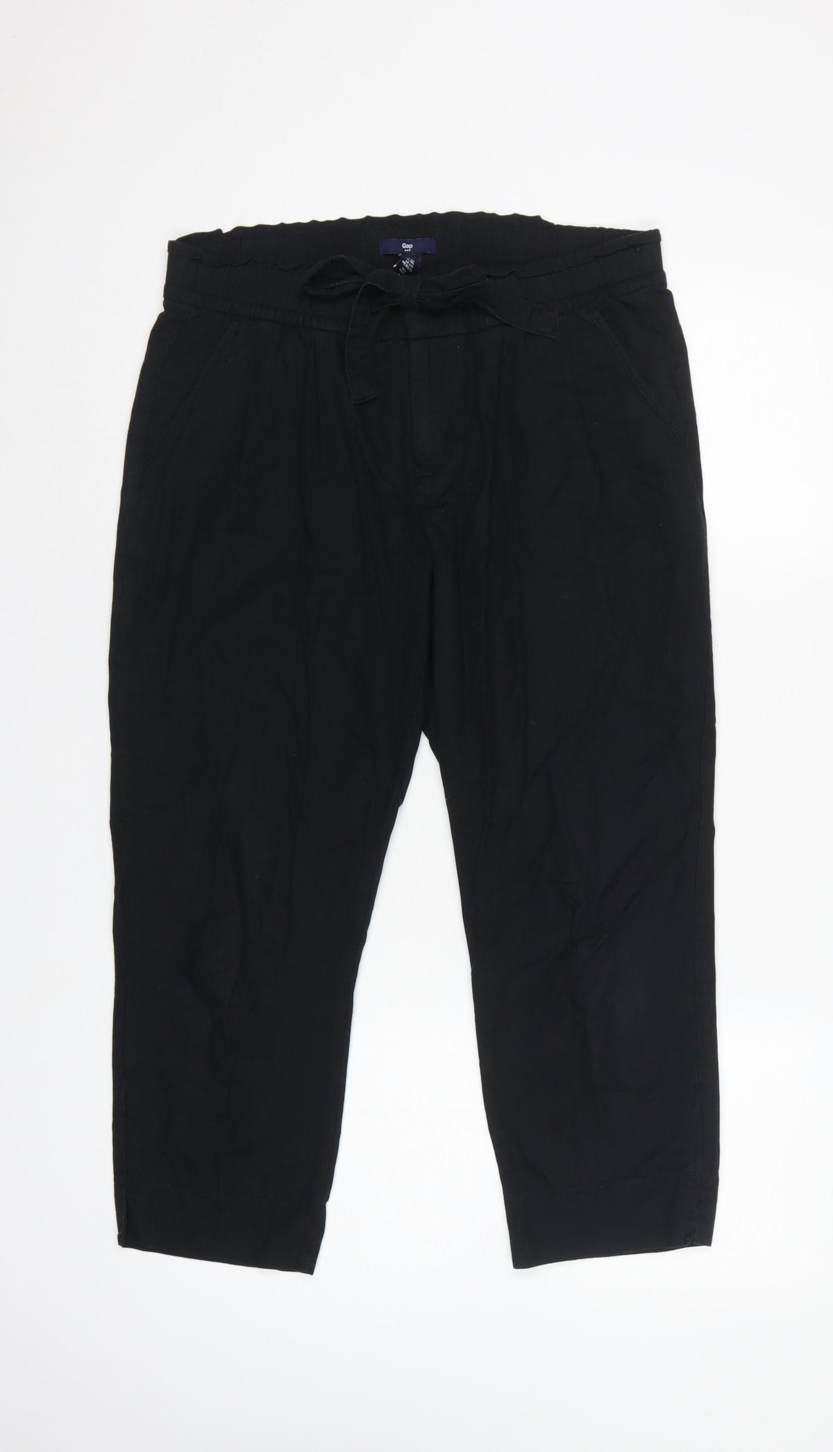 Gap Women Black UK 10 Paperbag Drawstring Tapered Jogger Trousers