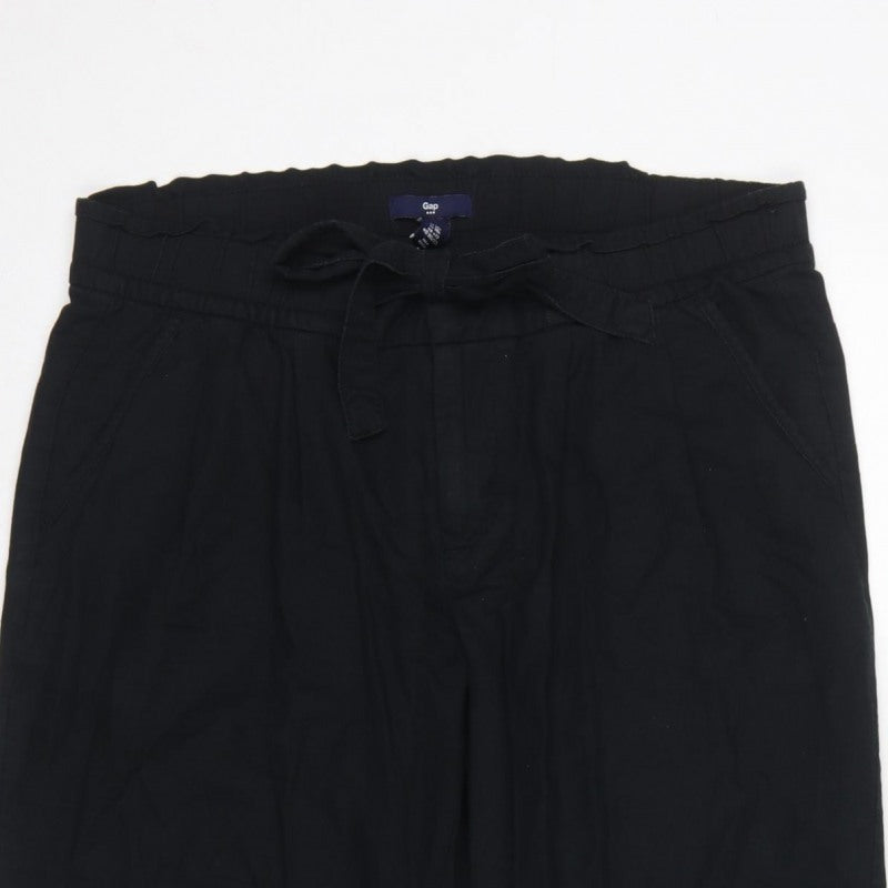 Gap Women Black UK 10 Paperbag Drawstring Tapered Jogger Trousers