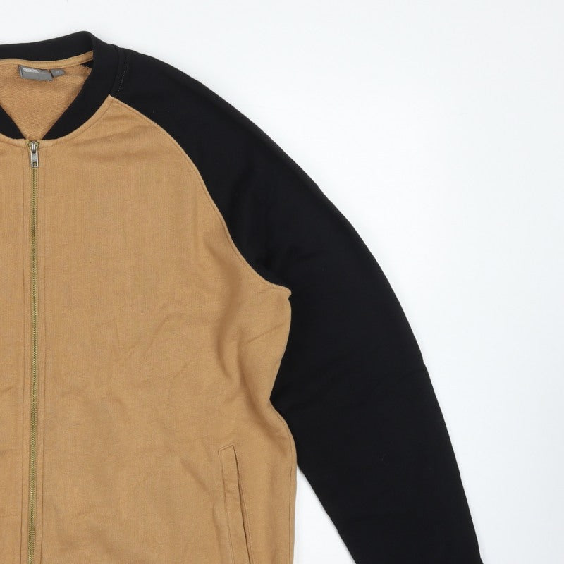 ASOS Men’s Beige Black Full Zip Bomber Sweatshirt XL