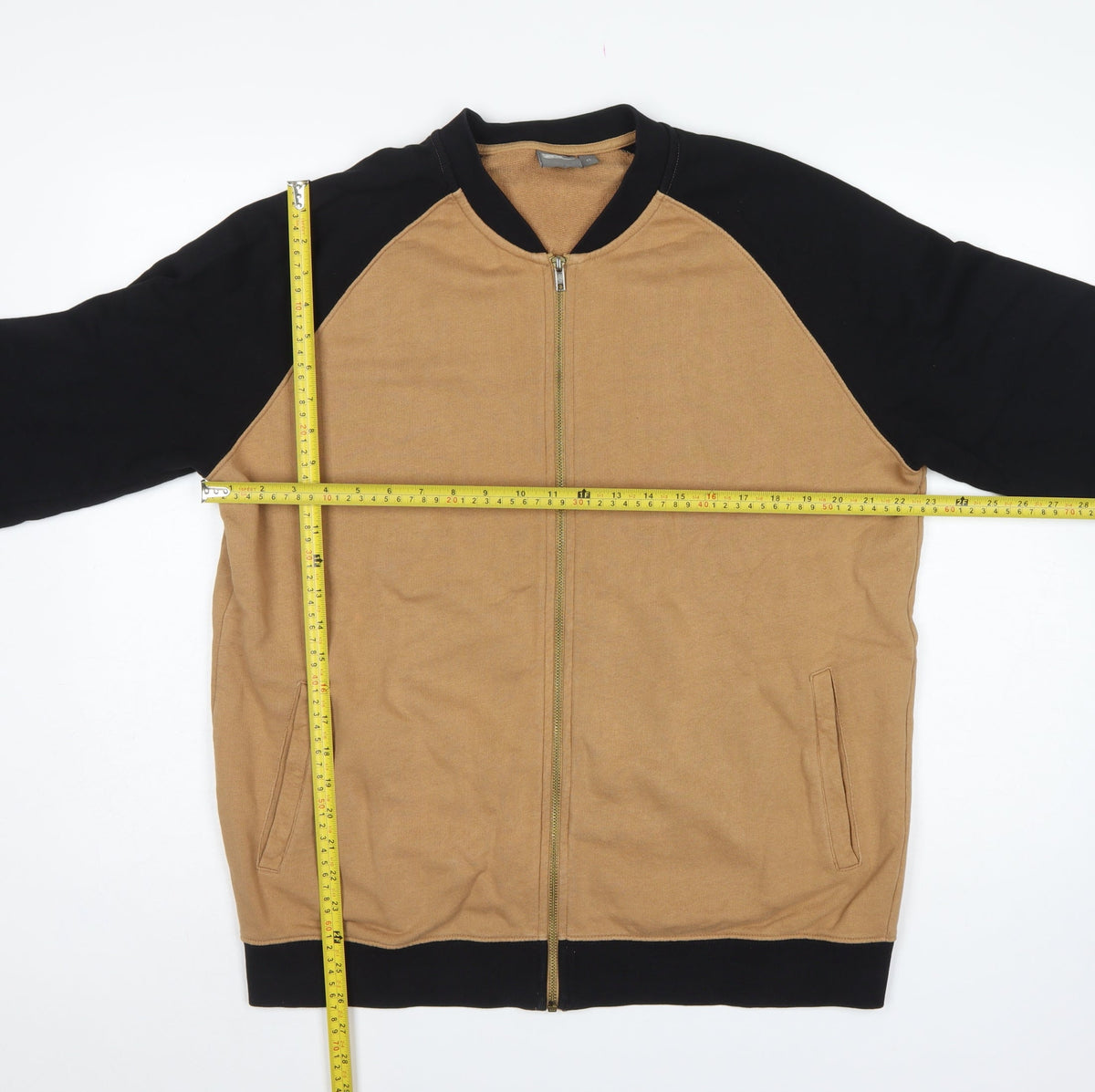 ASOS Men’s Beige Black Full Zip Bomber Sweatshirt XL