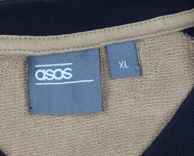 ASOS Men’s Beige Black Full Zip Bomber Sweatshirt XL