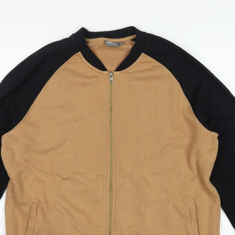 ASOS Men’s Beige Black Full Zip Bomber Sweatshirt XL