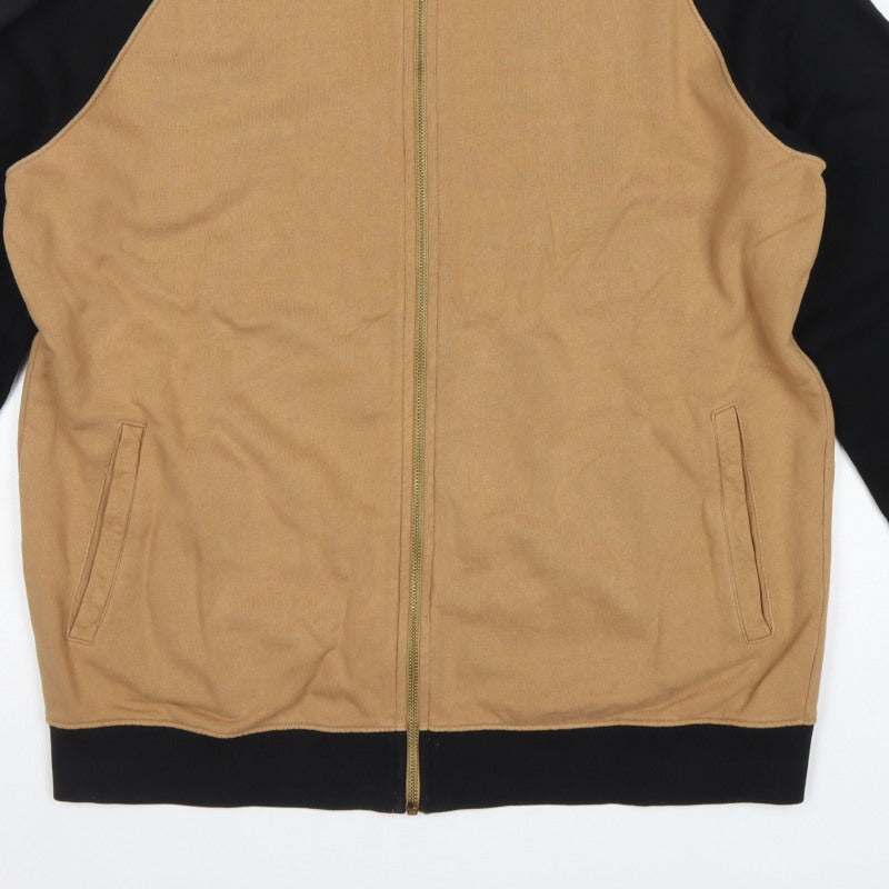 ASOS Men’s Beige Black Full Zip Bomber Sweatshirt XL