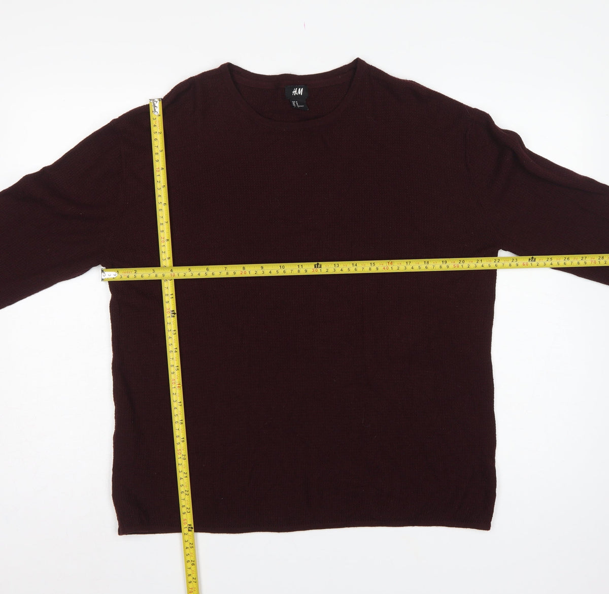 H&M Men's Brown M Crew Neck Fine Knit Acrylic Pullover Jumper