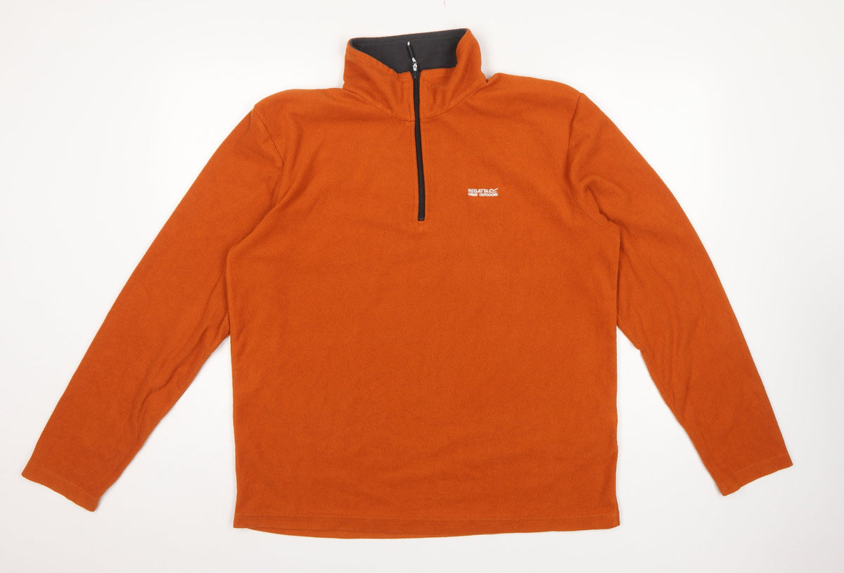 Regatta Men Orange L 1/4 Zip Fleece Pullover Outdoor Sweatshirt