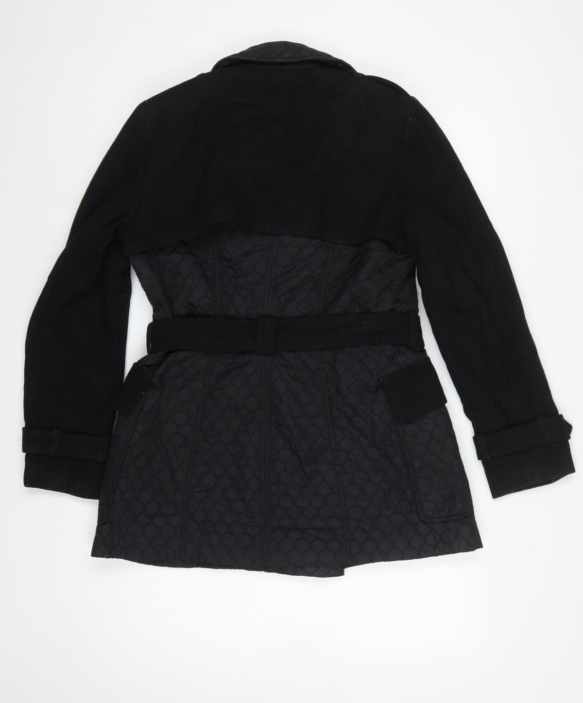 Warehouse Women’s Black UK 14 Quilted Belted Trench Coat