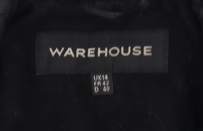 Warehouse Women’s Black UK 14 Quilted Belted Trench Coat