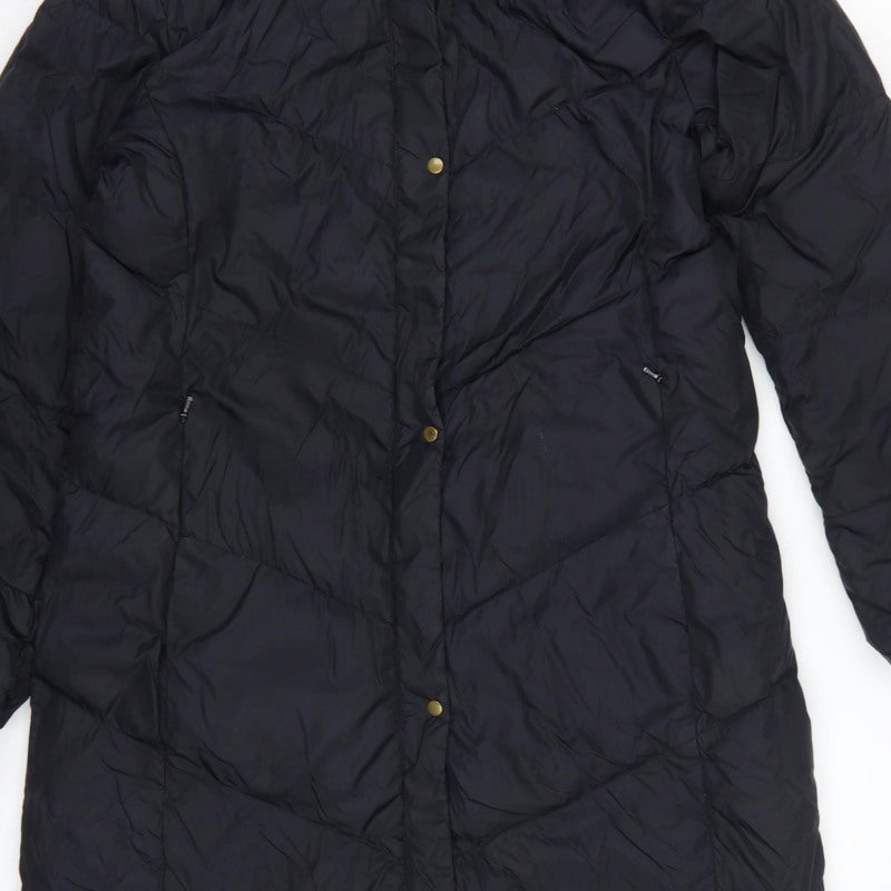 Lands' End Women's Black S 6-8 Long Hooded Down Puffer Coat