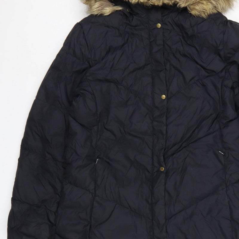 Lands' End Women's Black S 6-8 Long Hooded Down Puffer Coat
