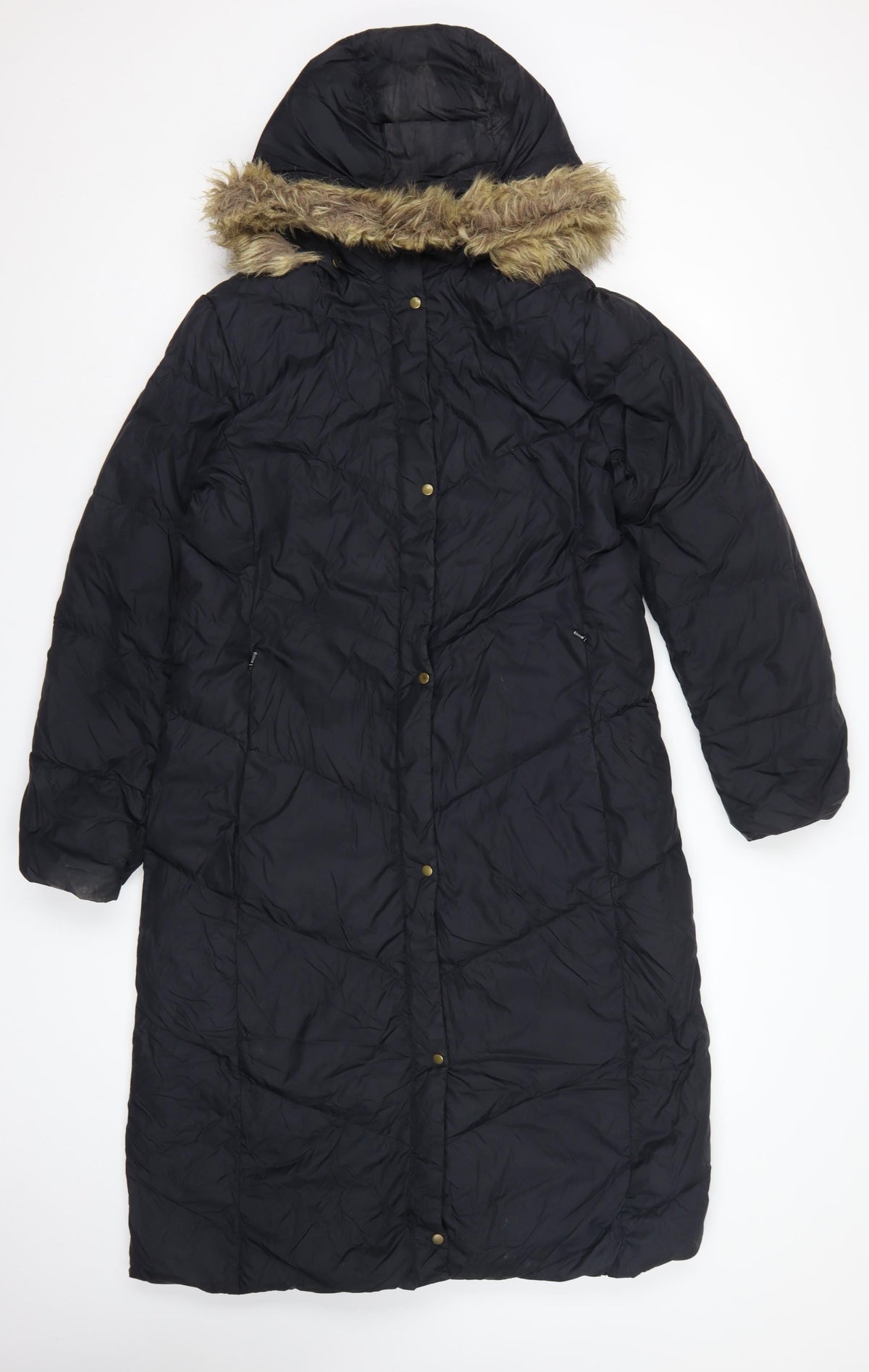 Lands' End Women's Black S 6-8 Long Hooded Down Puffer Coat
