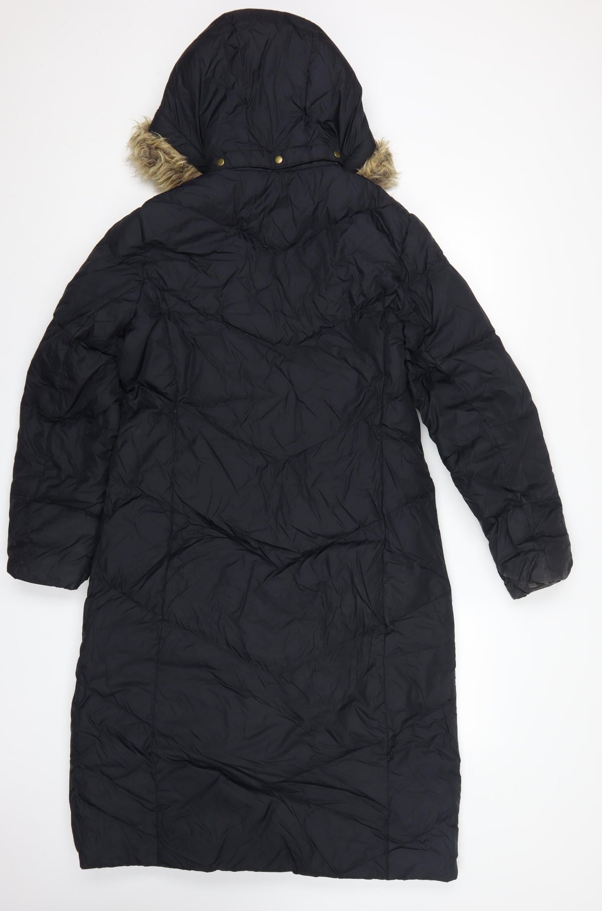 Lands' End Women's Black S 6-8 Long Hooded Down Puffer Coat