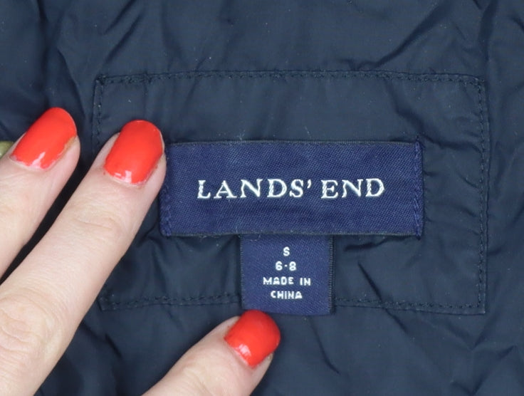 Lands' End Women's Black S 6-8 Long Hooded Down Puffer Coat