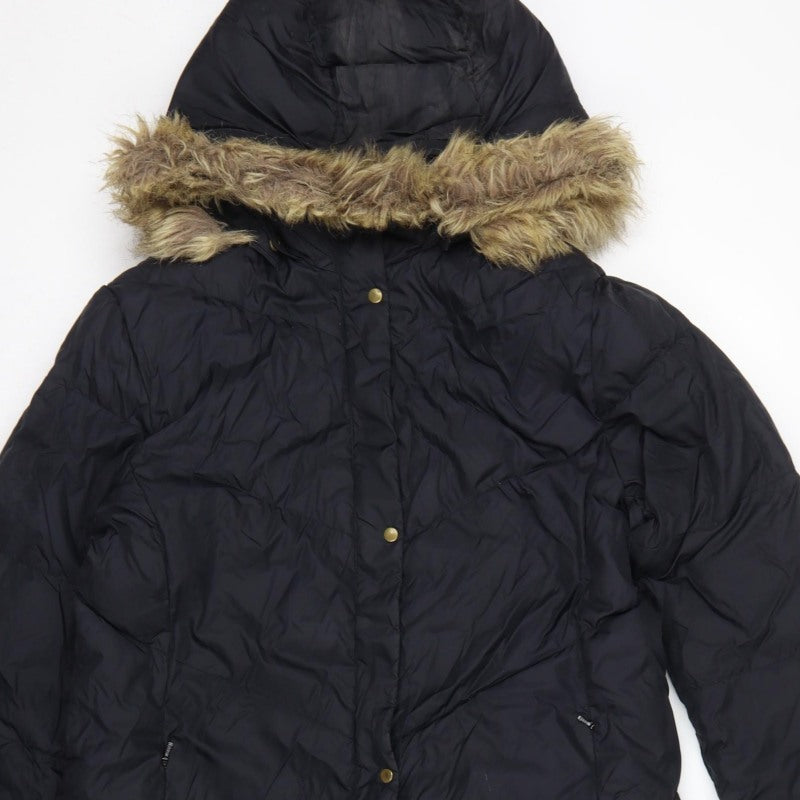 Lands' End Women's Black S 6-8 Long Hooded Down Puffer Coat