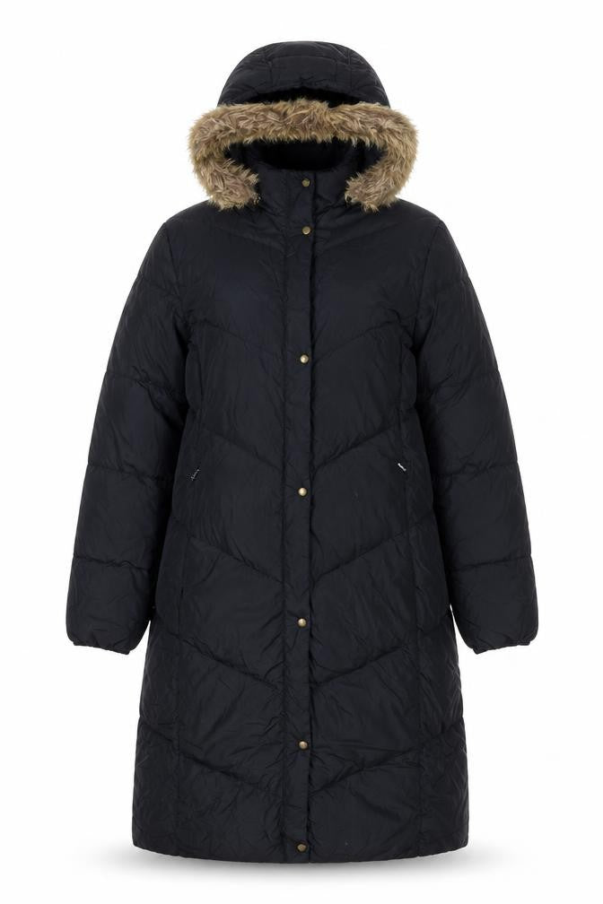 Lands' End Women's Black S 6-8 Long Hooded Down Puffer Coat