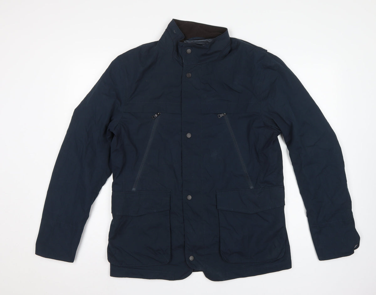 Marks and Spencer Men Blue M Basic Jacket Zip Snap Pockets