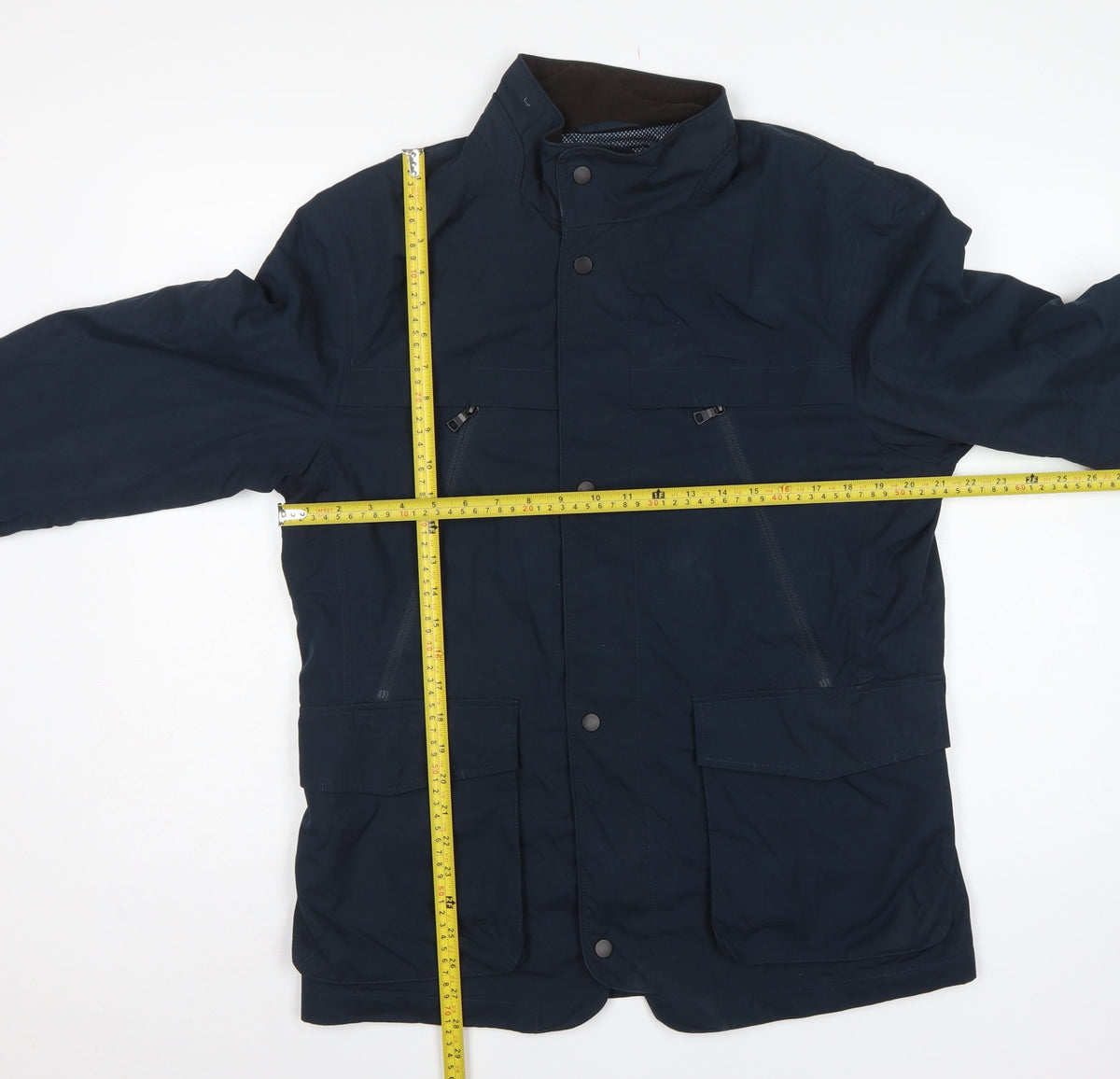 Marks and Spencer Men Blue M Basic Jacket Zip Snap Pockets