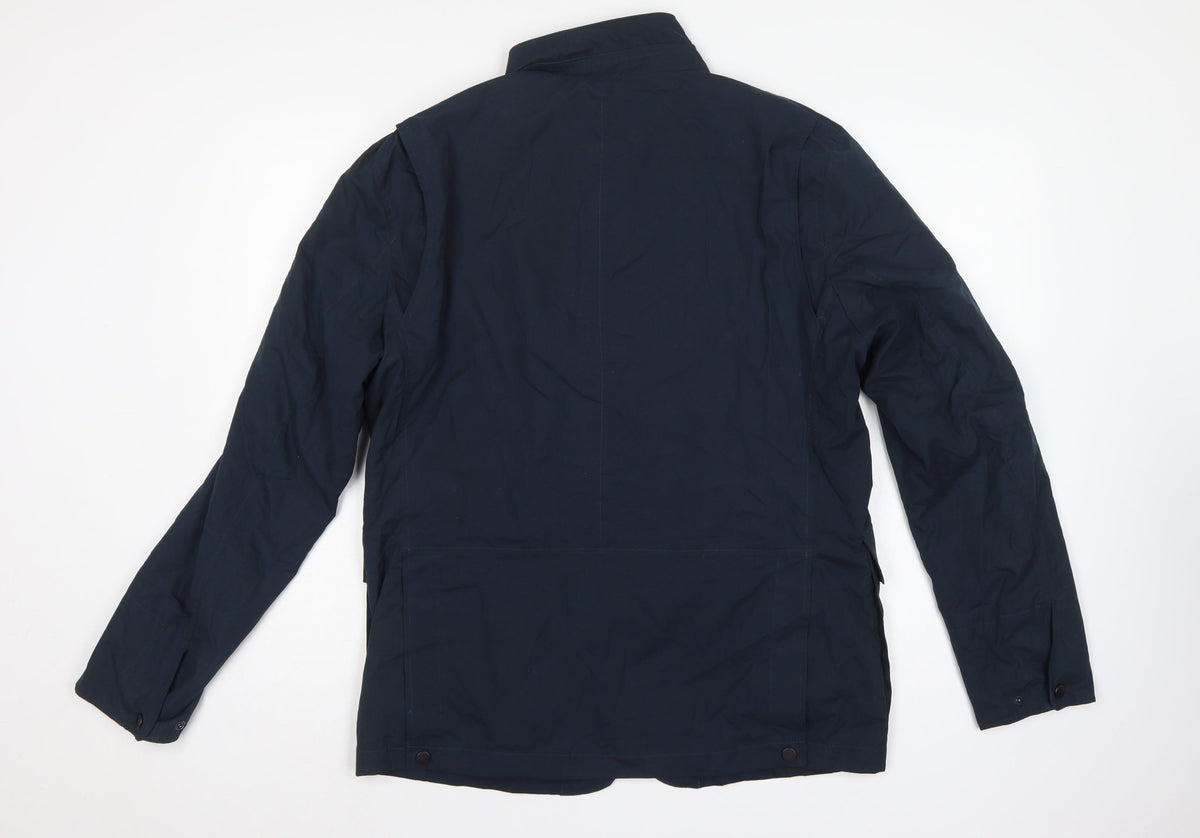 Marks and Spencer Men Blue M Basic Jacket Zip Snap Pockets