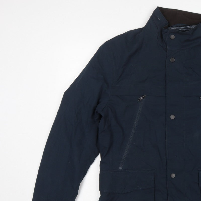 Marks and Spencer Men Blue M Basic Jacket Zip Snap Pockets