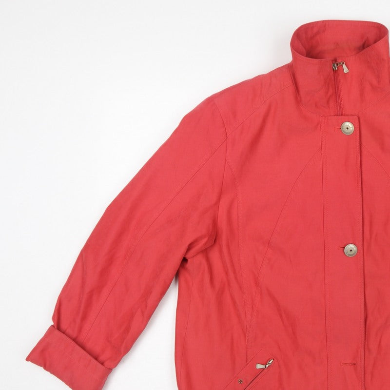 Lebek Women Red UK 16 Mid-Length Jacket Stand Collar Zip Pockets