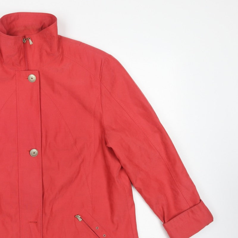 Lebek Women Red UK 16 Mid-Length Jacket Stand Collar Zip Pockets