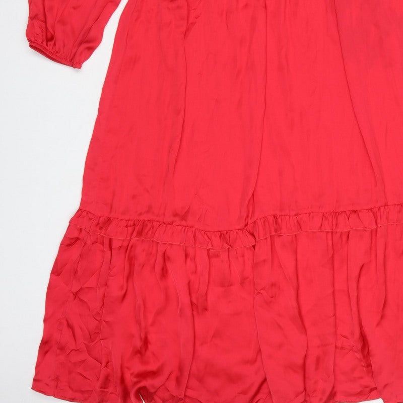 Next Women’s Red UK 18 Long Ruffle Tiered Maxi Dress