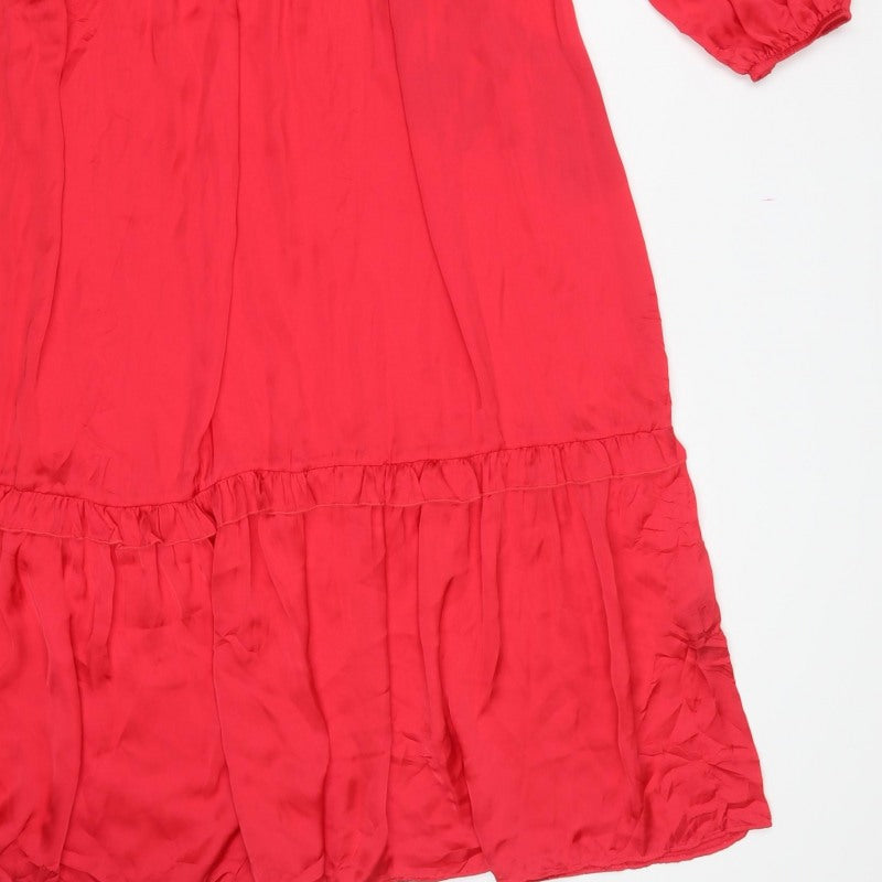 Next Women’s Red UK 18 Long Ruffle Tiered Maxi Dress