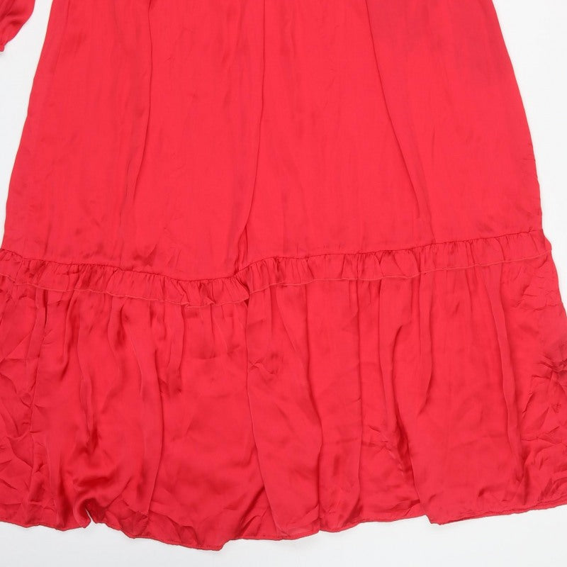 Next Women’s Red UK 18 Long Ruffle Tiered Maxi Dress